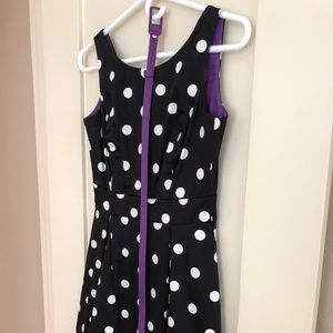 WHBM Black & Purple Polkadot Dress